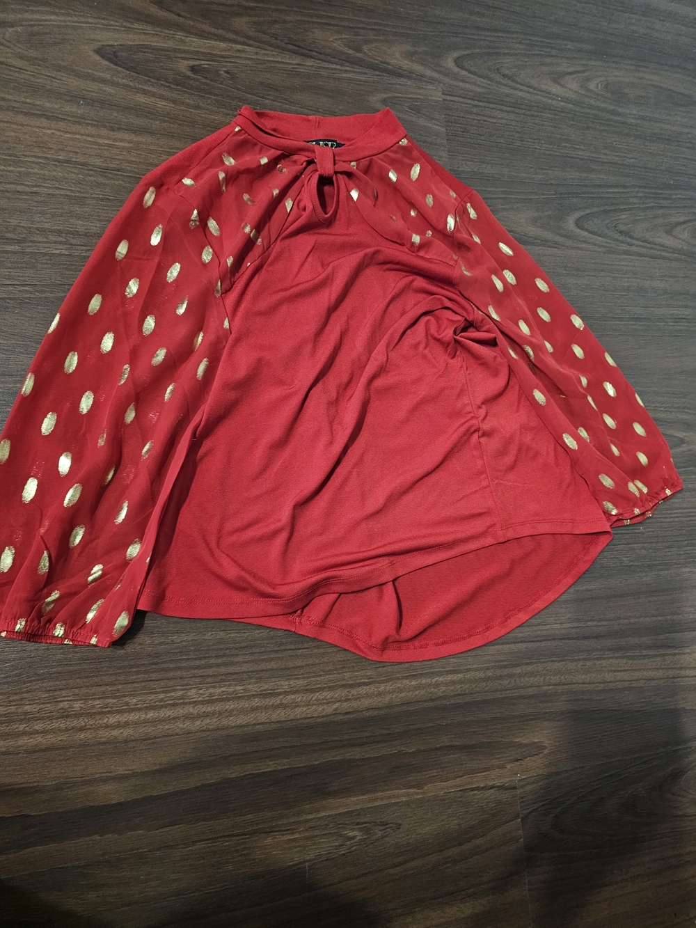 Red High-Low Skirt with Gold Dot Detail